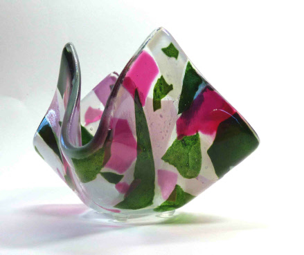 Tea light holder. Pink & green confetti